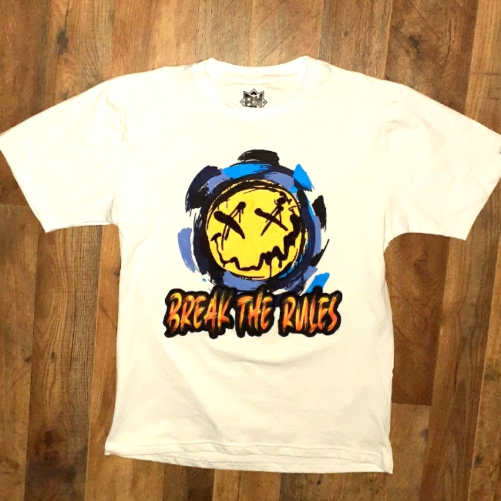 Bleecker Mercer Break The Rules Graphic T-Shirt Unisex Small White
